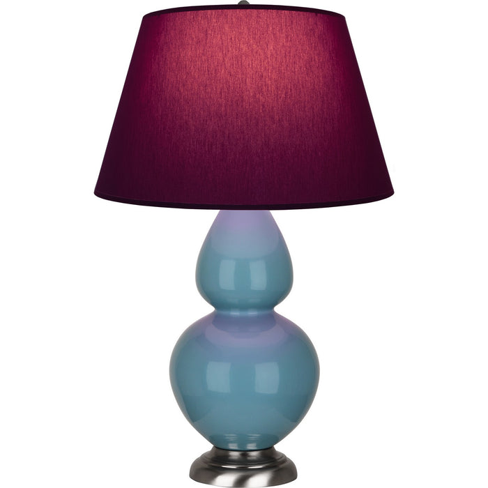Robert Abbey OB22P One Light Table Lamp, Steel Blue Glazed Ceramic w/Antique Silvered