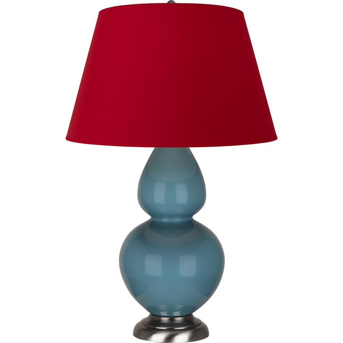 Robert Abbey OB22R One Light Table Lamp, Steel Blue Glazed Ceramic w/Antique Silvered