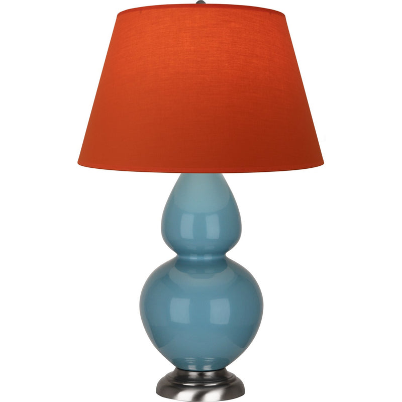Robert Abbey OB22T One Light Table Lamp, Steel Blue Glazed Ceramic w/Antique Silvered