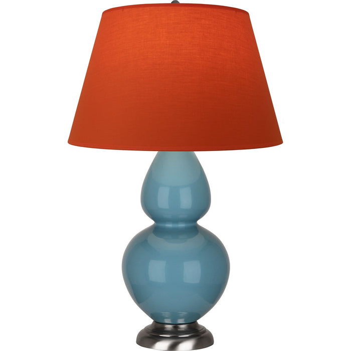 Robert Abbey OB22T One Light Table Lamp, Steel Blue Glazed Ceramic w/Antique Silvered