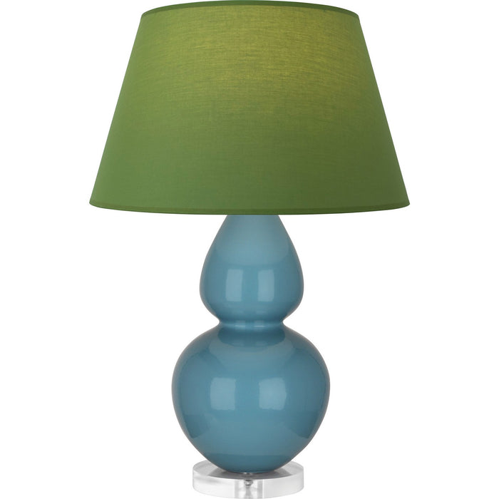 Robert Abbey OB23G One Light Table Lamp, Steel Blue Glazed Ceramic w/Lucite