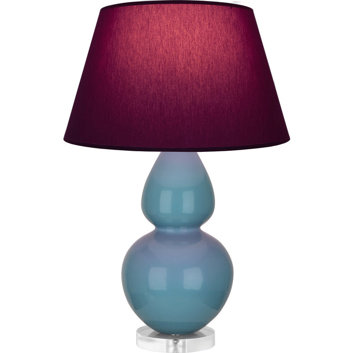 Robert Abbey OB23P One Light Table Lamp, Steel Blue Glazed Ceramic w/Lucite