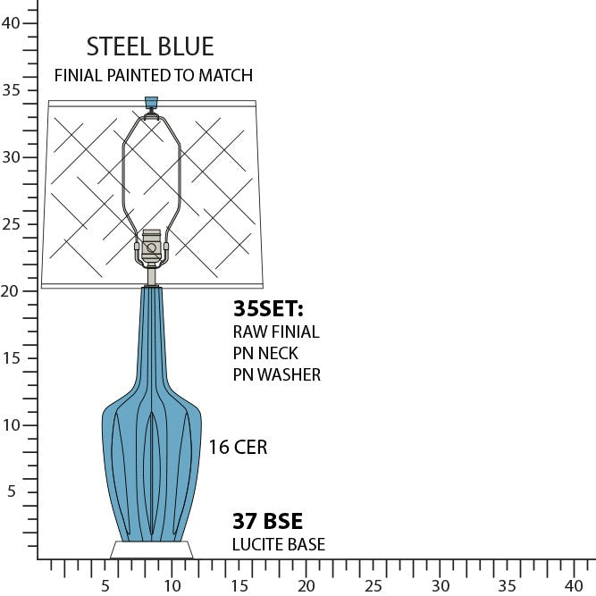 Robert Abbey OB37 One Light Table Lamp, Steel Blue Glazed Ceramic w/Polished Nickel/a Lucite