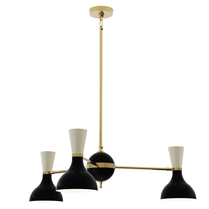 Robert Abbey OS03BN Three Light Chandelier, Modern Brass Chandelier w/Obsidian/Bone Painted