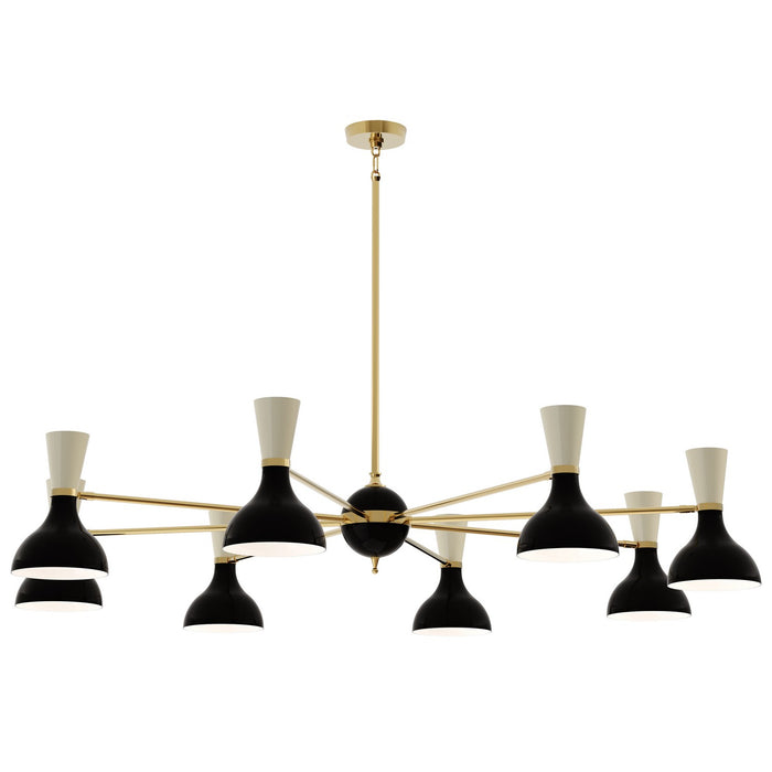 Robert Abbey OS08BN Eight Light Chandelier, Modern Brass Chandelier w/Obsidian/Bone Painted