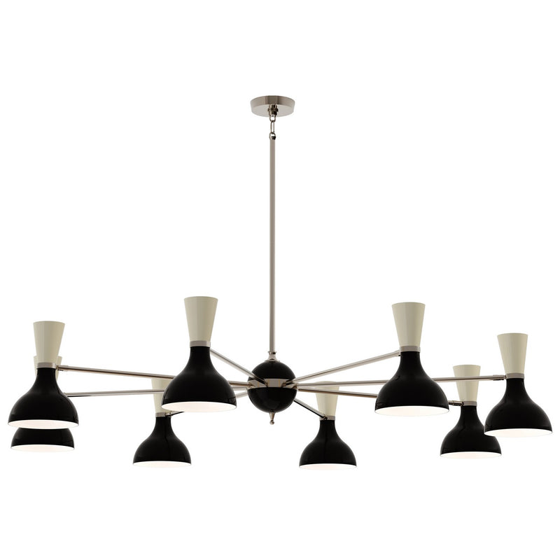 Robert Abbey OS09BN Eight Light Chandelier, Polished Nickel Chandelier w/Obsidian/Bone Painted