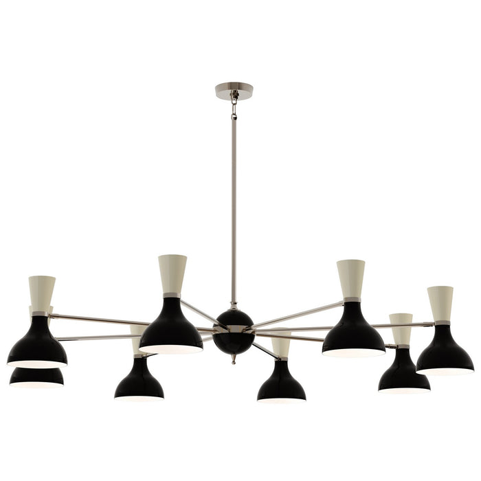 Robert Abbey OS09BN Eight Light Chandelier, Polished Nickel Chandelier w/Obsidian/Bone Painted
