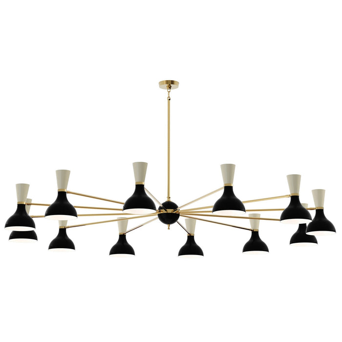 Robert Abbey OS12BN 12 Light Chandelier, Modern Brass Chandelier w/Obsidian/Bone Painted