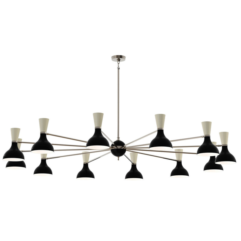 Robert Abbey OS13BN 12 Light Chandelier, Polished Nickel Chandelier w/Obsidian/Bone Painted