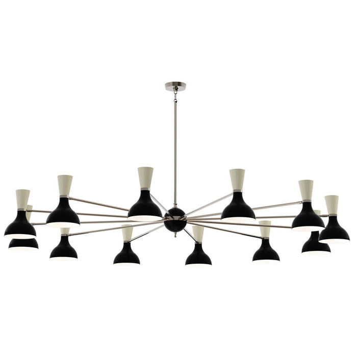 Robert Abbey OS13BN 12 Light Chandelier, Polished Nickel Chandelier w/Obsidian/Bone Painted