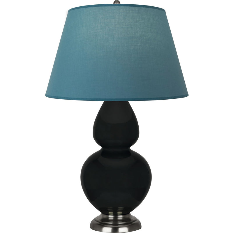 Robert Abbey OS22B One Light Table Lamp, Obsidian Glazed Ceramic w/Antique Silvered