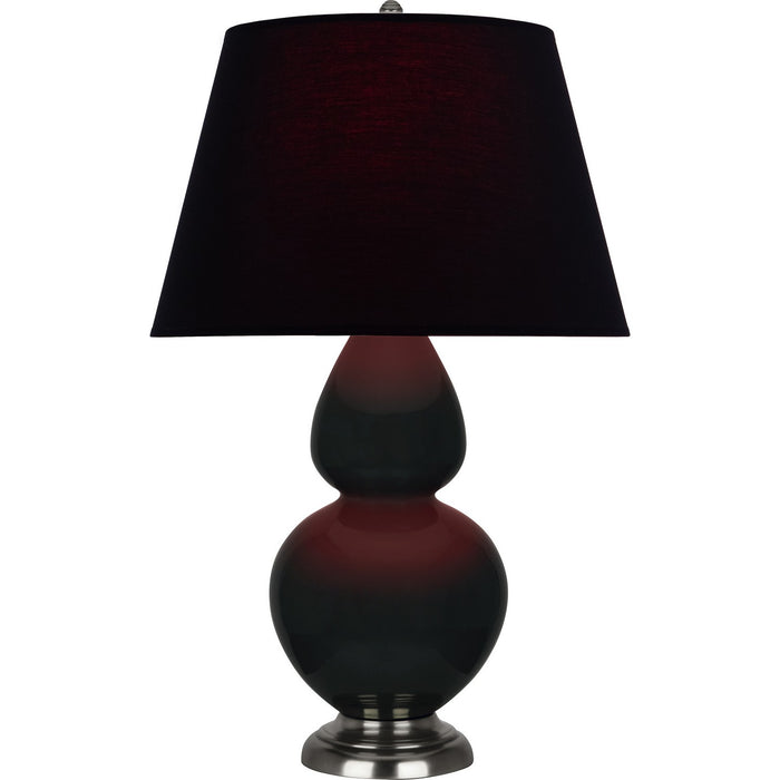 Robert Abbey OS22K One Light Table Lamp, Obsidian Glazed Ceramic w/Antique Silvered