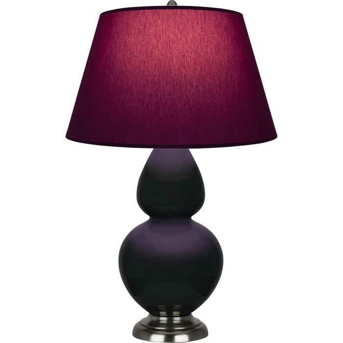 Robert Abbey OS22P One Light Table Lamp, Obsidian Glazed Ceramic w/Antique Silvered