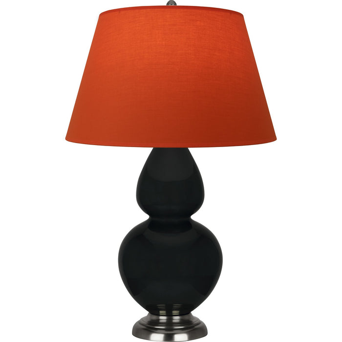 Robert Abbey OS22T One Light Table Lamp, Obsidian Glazed Ceramic w/Antique Silvered