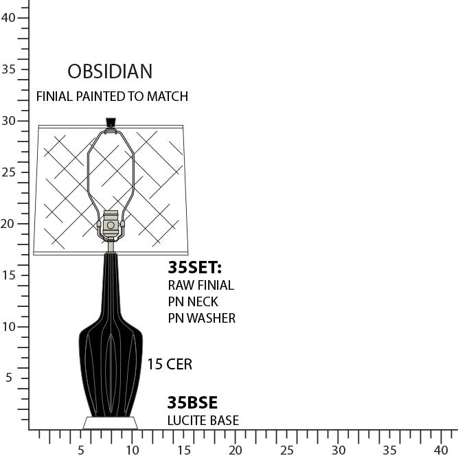 Robert Abbey OS35 One Light Accent Lamp, Obsidian Glazed Ceramic w/Polished Nickel/a Lucite