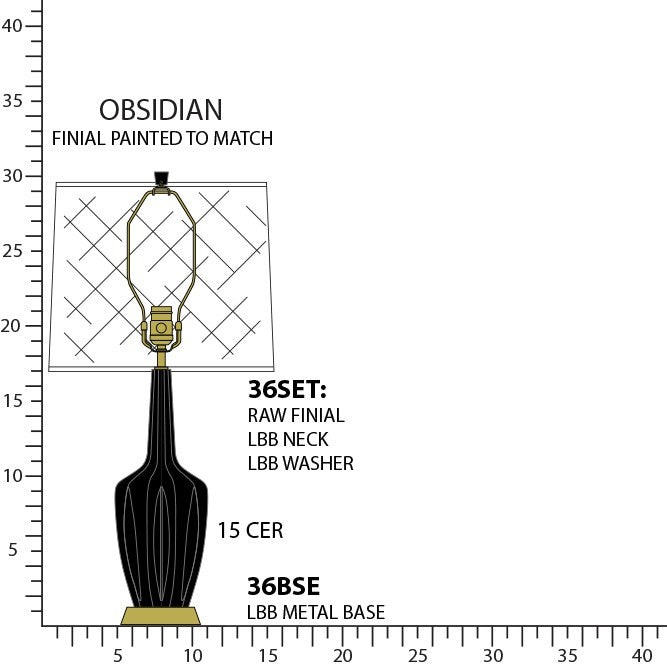 Robert Abbey OS36 One Light Accent Lamp, Obsidian Glazed Ceramic w/Warm Brass