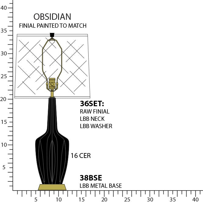 Robert Abbey OS38 One Light Table Lamp, Obsidian Glazed Ceramic w/Warm Brass