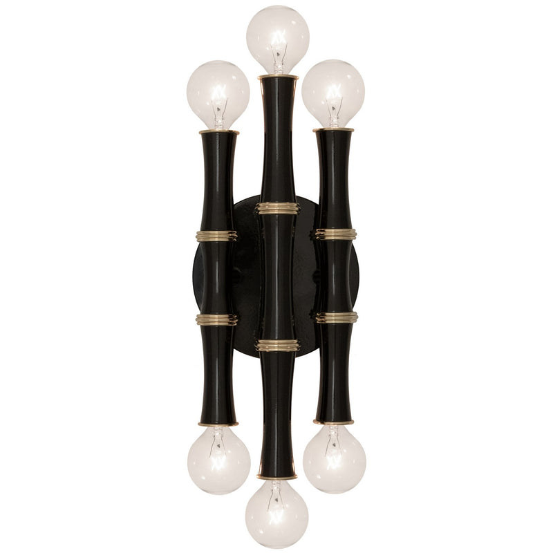 Robert Abbey OS75 Six Light Wall Sconce, Obsidian w/Modern Brass