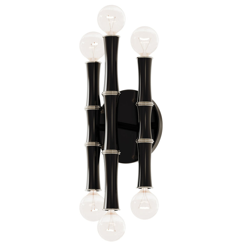 Robert Abbey OS76 Six Light Wall Sconce, Obsidian w/Polished Nickel