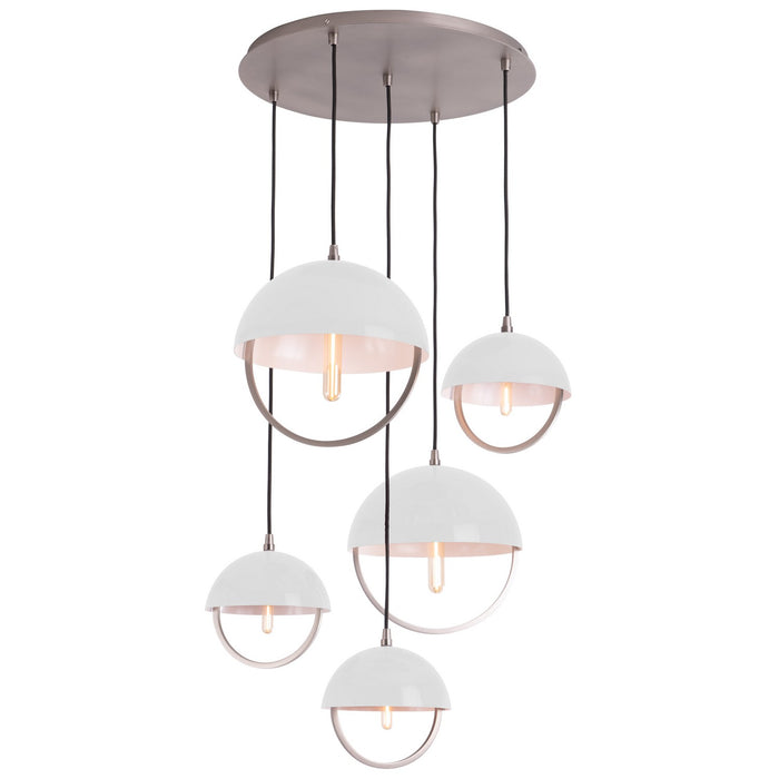 Robert Abbey P589WHT Five Light Pendant, Pewter w/White Painted Metal