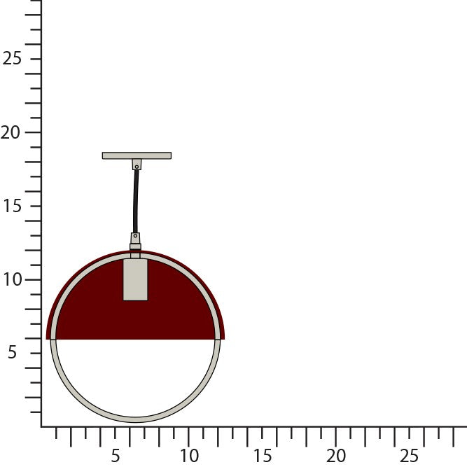 Robert Abbey P602OX One Light Pendant, Pewter w/Oxblood Painted Metal