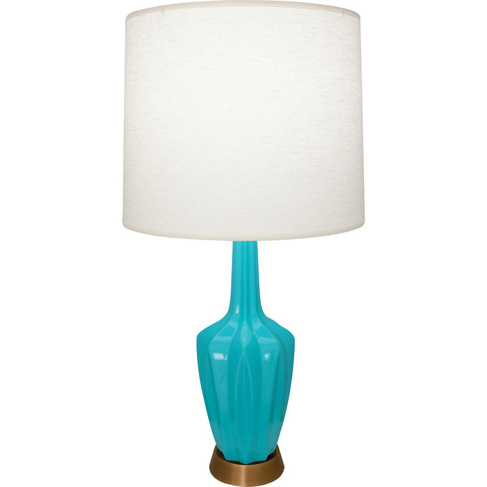 Robert Abbey PC36 One Light Accent Lamp, Peacock Glazed Ceramic w/Warm Brass