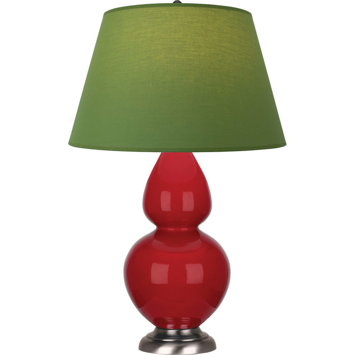 Robert Abbey RR22G One Light Table Lamp, Ruby Red Glazed Ceramic w/Antique Silvered