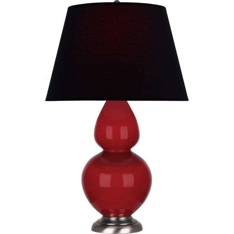 Robert Abbey RR22K One Light Table Lamp, Ruby Red Glazed Ceramic w/Antique Silvered