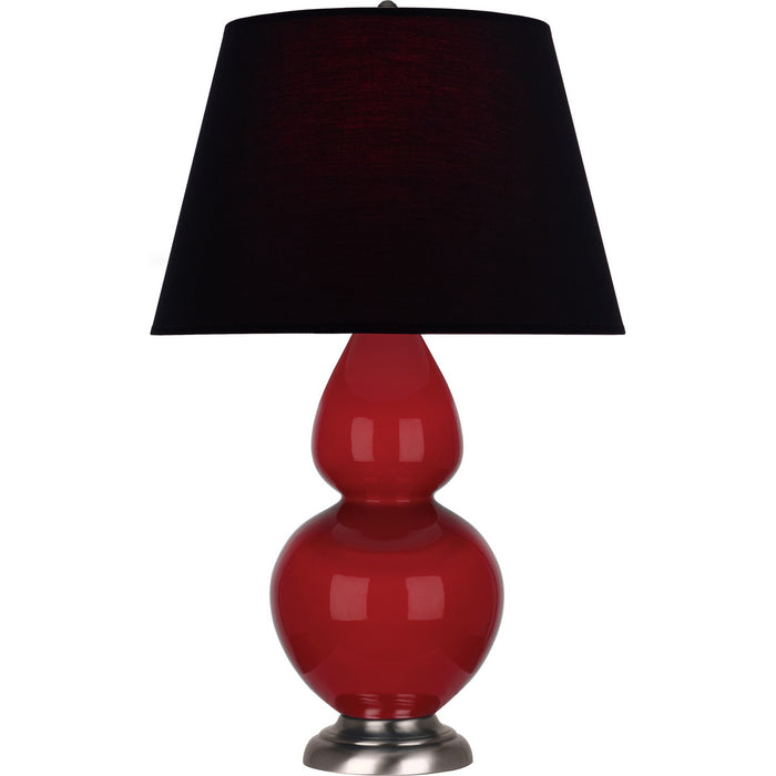Robert Abbey RR22K One Light Table Lamp, Ruby Red Glazed Ceramic w/Antique Silvered