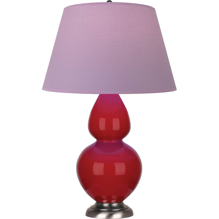 Robert Abbey RR22L One Light Table Lamp, Ruby Red Glazed Ceramic w/Antique Silvered
