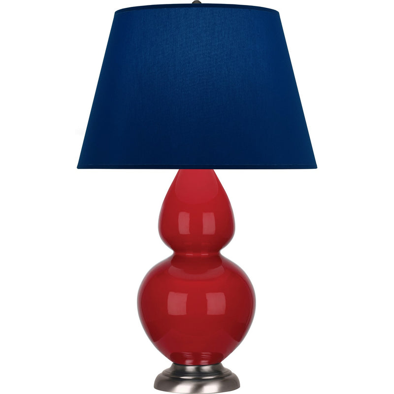 Robert Abbey RR22N One Light Table Lamp, Ruby Red Glazed Ceramic w/Antique Silvered