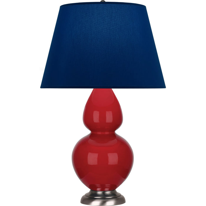 Robert Abbey RR22N One Light Table Lamp, Ruby Red Glazed Ceramic w/Antique Silvered