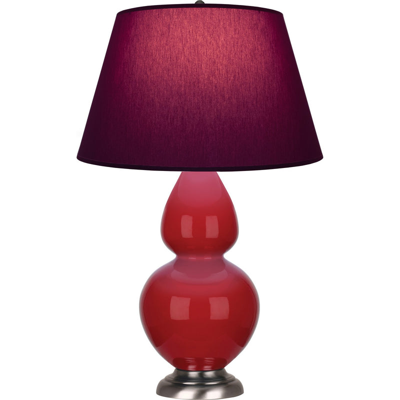 Robert Abbey RR22P One Light Table Lamp, Ruby Red Glazed Ceramic w/Antique Silvered
