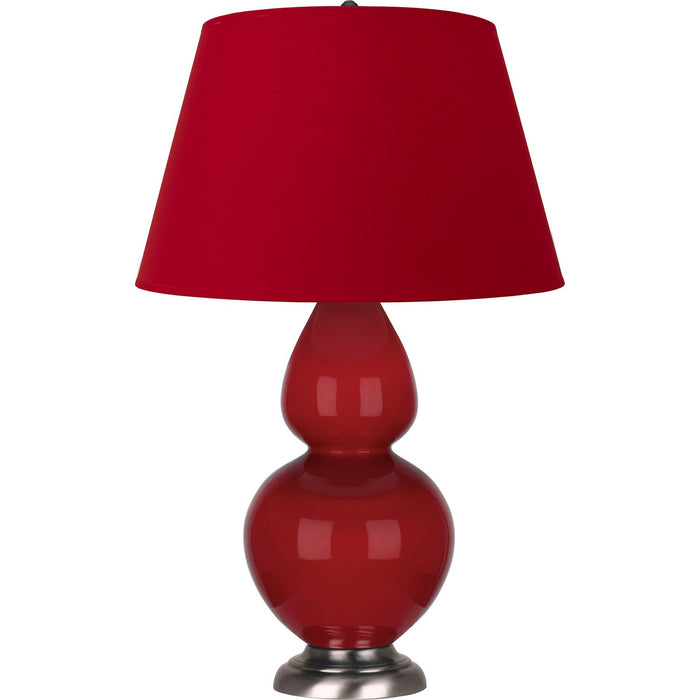 Robert Abbey RR22R One Light Table Lamp, Ruby Red Glazed Ceramic w/Antique Silvered