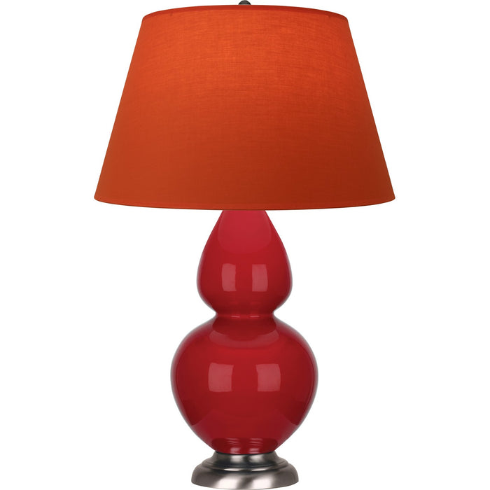Robert Abbey RR22T One Light Table Lamp, Ruby Red Glazed Ceramic w/Antique Silvered