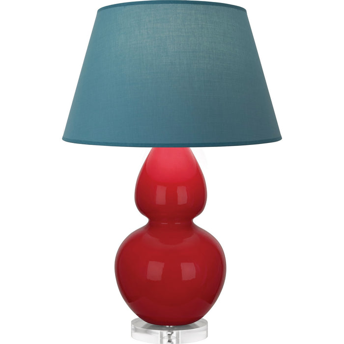 Robert Abbey RR23B One Light Table Lamp, Ruby Red Glazed Ceramic w/Lucite