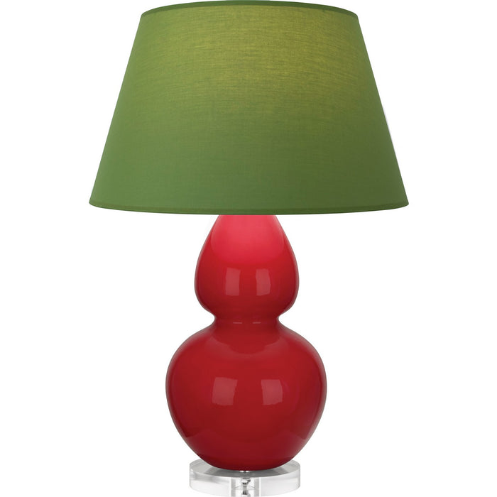 Robert Abbey RR23G One Light Table Lamp, Ruby Red Glazed Ceramic w/Lucite