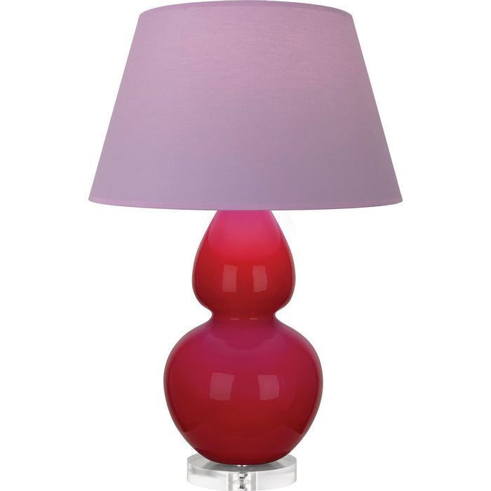 Robert Abbey RR23L One Light Table Lamp, Ruby Red Glazed Ceramic w/Lucite
