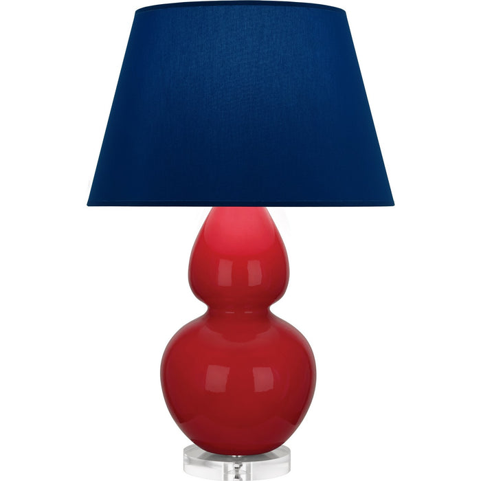 Robert Abbey RR23N One Light Table Lamp, Ruby Red Glazed Ceramic w/Lucite