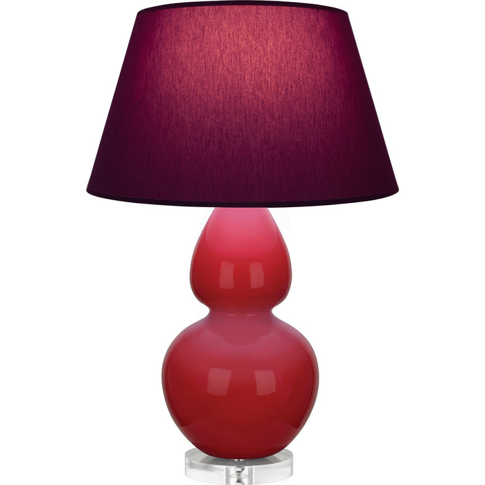 Robert Abbey RR23P One Light Table Lamp, Ruby Red Glazed Ceramic w/Lucite