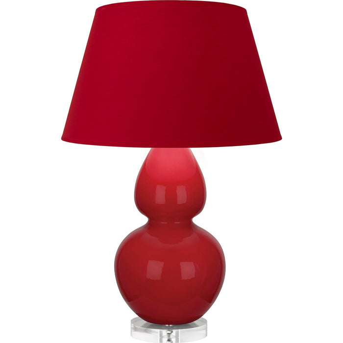Robert Abbey RR23R One Light Table Lamp, Ruby Red Glazed Ceramic w/Lucite