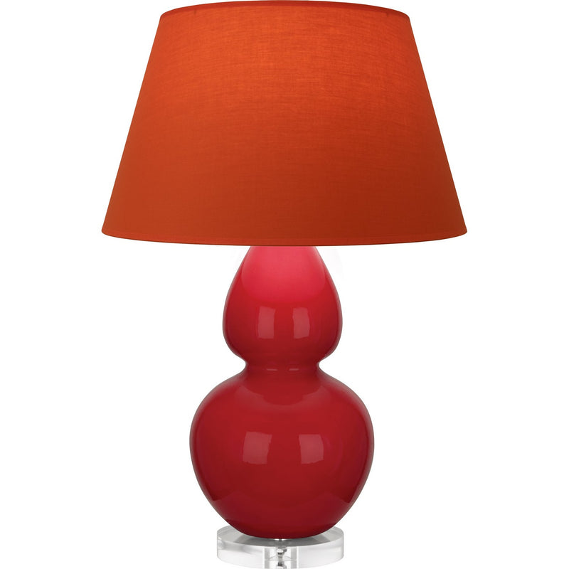 Robert Abbey RR23T One Light Table Lamp, Ruby Red Glazed Ceramic w/Lucite