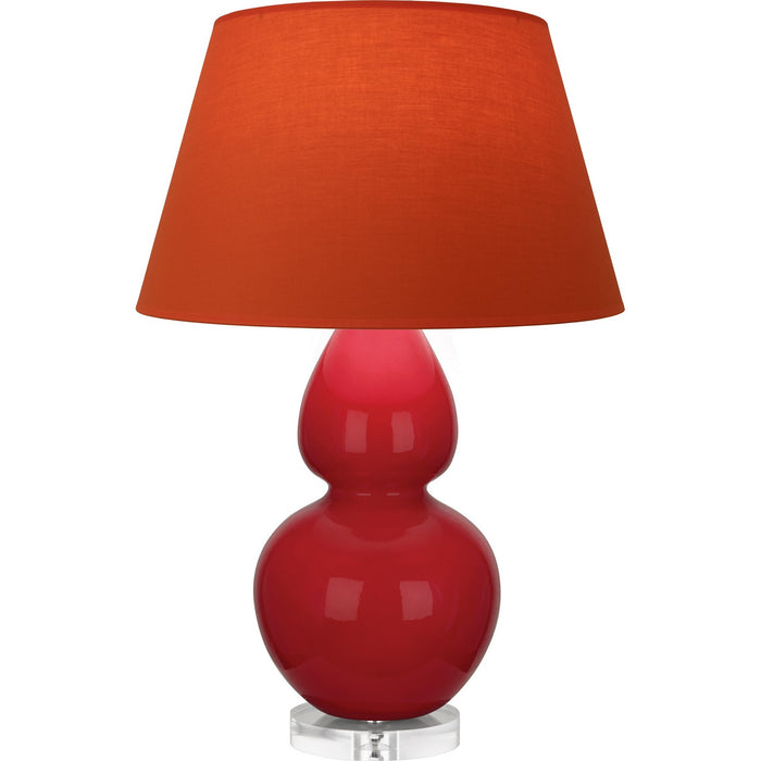 Robert Abbey RR23T One Light Table Lamp, Ruby Red Glazed Ceramic w/Lucite
