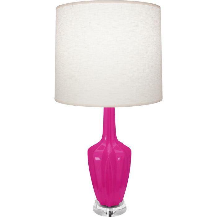 Robert Abbey RZ35 One Light Accent Lamp, Razzle Rose Glazed Ceramic w/Polished Nickel/a Lucite