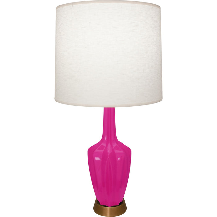 Robert Abbey RZ36 One Light Accent Lamp, Razzle Rose Glazed Ceramic w/Warm Brass