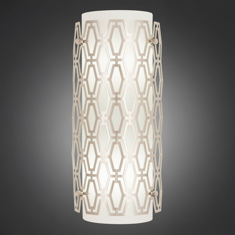 Robert Abbey S202 Two Light Wall Sconce, Polished Nickel/Frosted Cased White Glass
