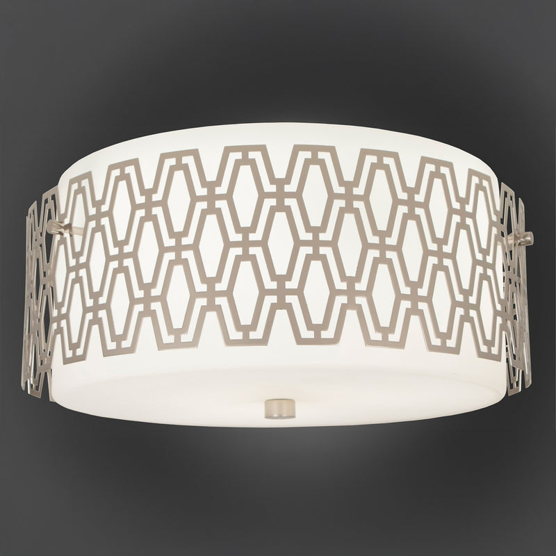 Robert Abbey S203 Three Light Flushmount, Polished Nickel w/Frosted Cased White Glass