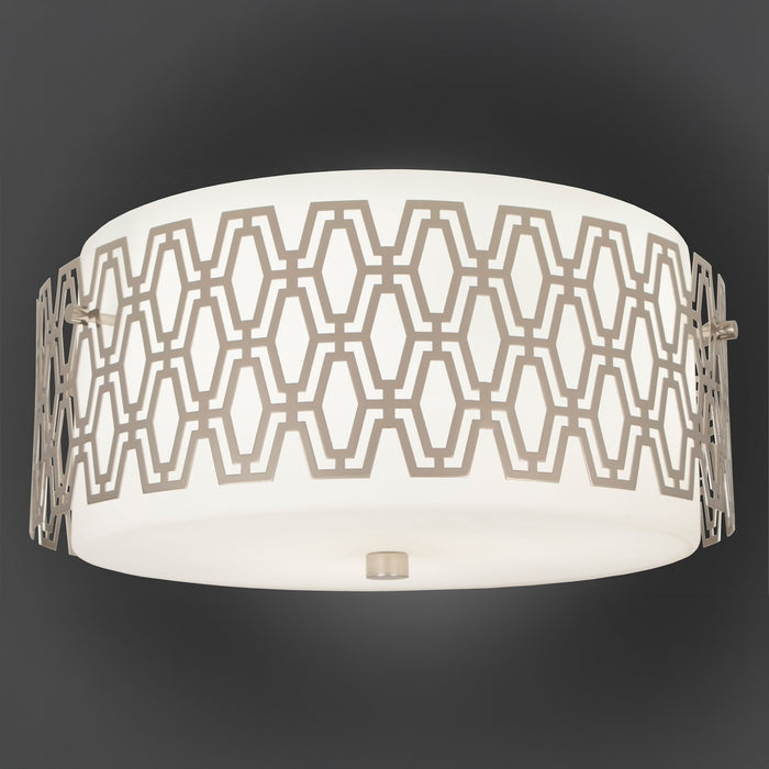 Robert Abbey S203 Three Light Flushmount, Polished Nickel w/Frosted Cased White Glass