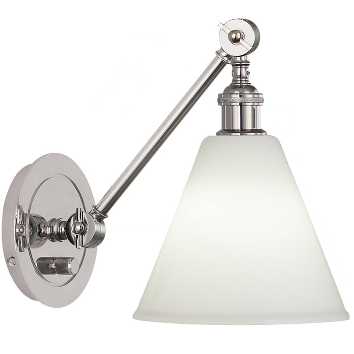 Robert Abbey S2417G One Light Wall Sconce, Polished Nickel/Cased White Glass w/ Polished Exterior