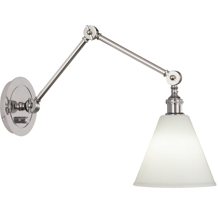Robert Abbey S2418G One Light Wall Sconce, Polished Nickel/Cased White Glass w/ Polished Exterior